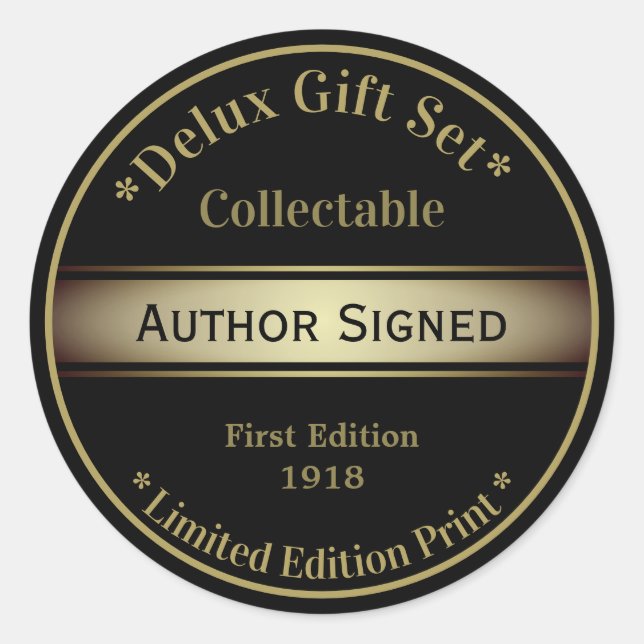 Adesivo Redondo Vidro Dourado preto assinado (Frente)