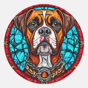 Adesivo Redondo Vidro Manchado Cachorro Boxer