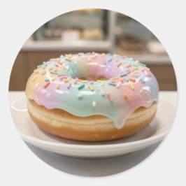 Adesivo Redondo Vidro Pastel Caprichoso Glaze Donut Brilhante  