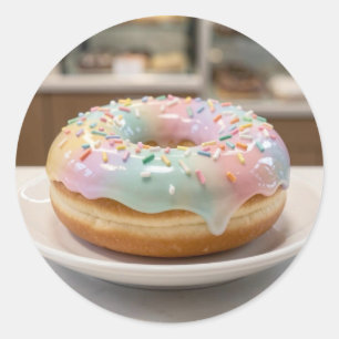 Adesivo Redondo Vidro Pastel Caprichoso Glaze Donut Brilhante  