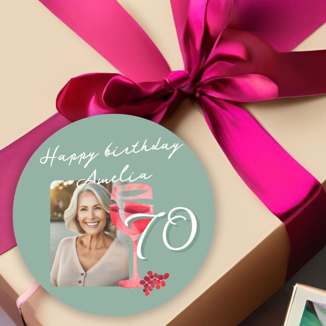 Adesivo Redondo Vidro Vidro Vidro Aquoso Foto de Festa de aniversá (Criador carregado)