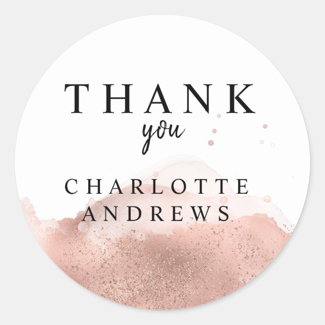 Adesivo Redondo  Vielen Dank! Moderner Salon    RosegoldKlassische (Frente)
