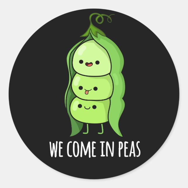 Adesivo Redondo Viemos Em Ervilhas Engraçadas Pea Pun Dark BG (Frente)