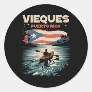 Adesivo Redondo Vieques Ilha Porto Rico Lembrança Bandeira Porto-r
