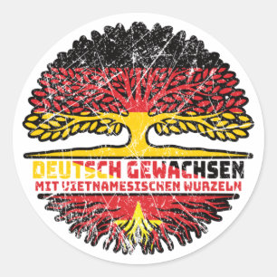 Adesivo Redondo Vietnam Vietnamesisch Deutsch Alemanha Baum