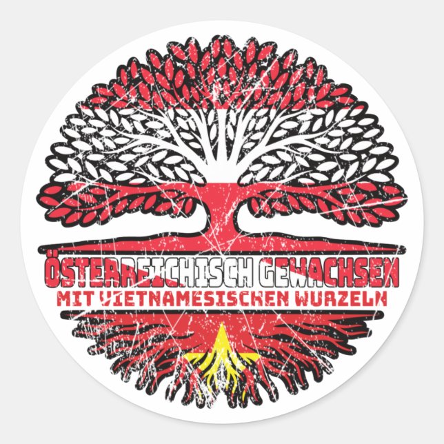 Adesivo Redondo Vietnam Vietnamesisch Österreichisch Österreich (Frente)