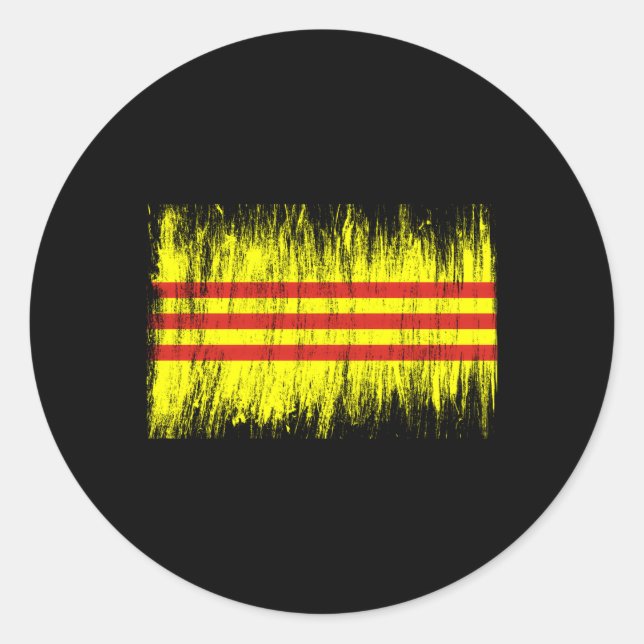 Adesivo Redondo Vietnamita, Bandeira do Vietnã do Sul, Saigon Cong (Frente)