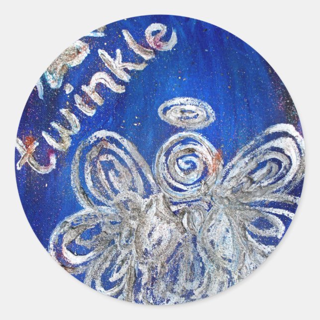 Adesivo Redondo Vigias Personalizadas de Arte do Anjo do Guardian  (Frente)