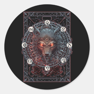 Adesivo Redondo Viking Celtic Fenrir Wolf Marca Norse Mythology Wo