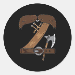 Adesivo Redondo Viking Costume Halloween Mustache Belt Ax Cosplay