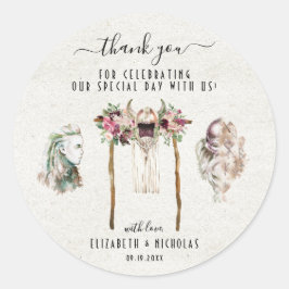 Adesivo Redondo Viking de Aquarela Elegante | Favor de Casamento