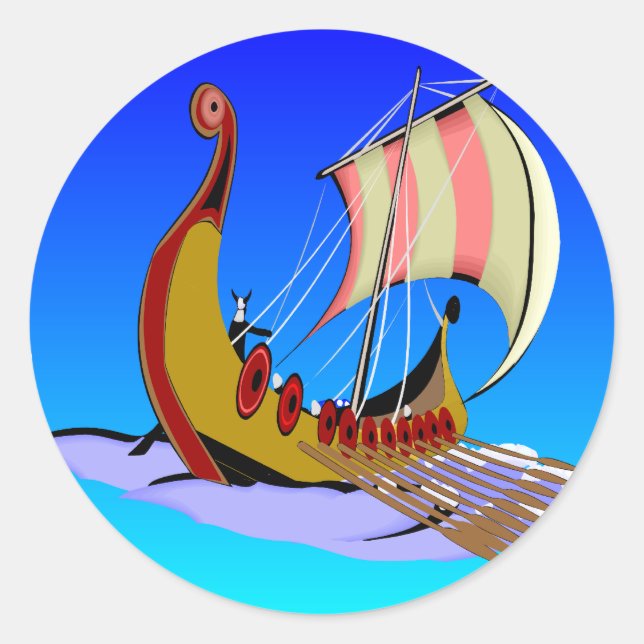 Adesivo Redondo Viking Galley Ship #002 (Frente)