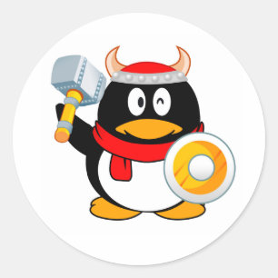 Adesivo Redondo Viking Penguin