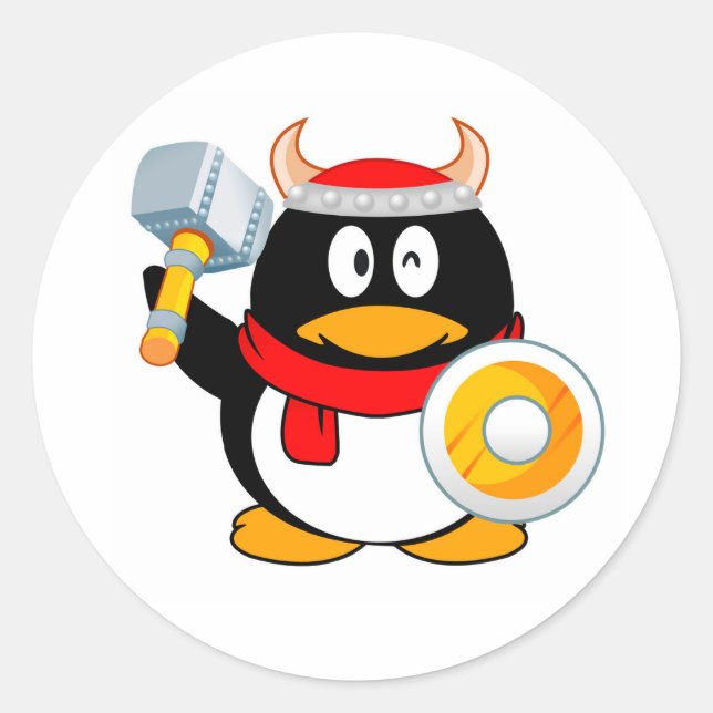 Adesivo Redondo Viking Penguin (Frente)