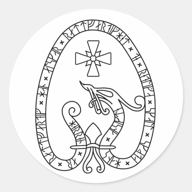 Adesivo Redondo Viking Rune Stone black and white (Frente)