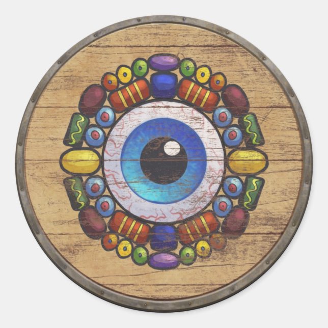 Adesivo Redondo Viking Shield Sticker - Völva (Frente)