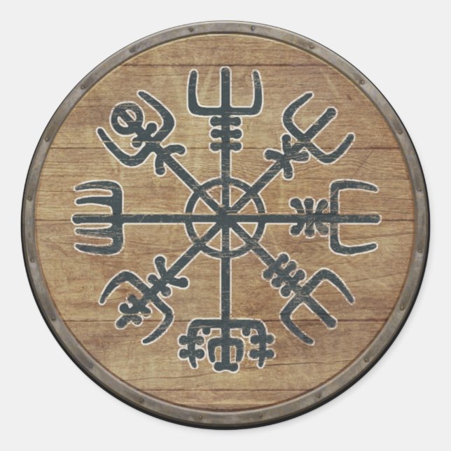 Adesivo Redondo Viking Shield - Vegvísir (Frente)