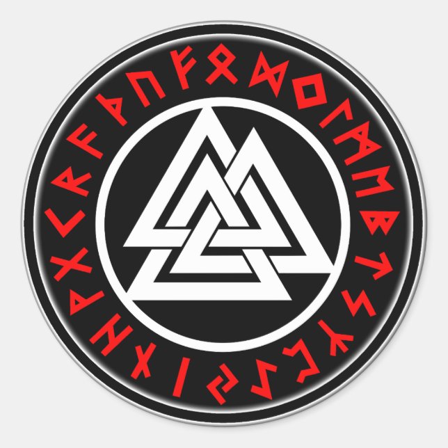 Adesivo Redondo Viking Triscalion Red Runes  (Frente)