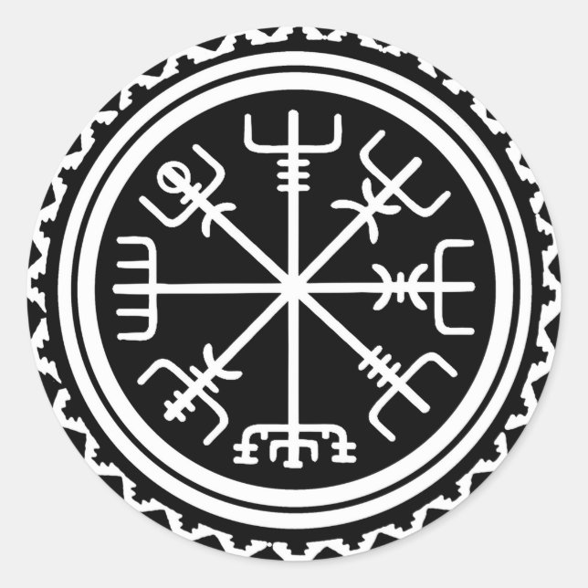 Adesivo Redondo Viking Vegvisir Compass Náutico (Frente)