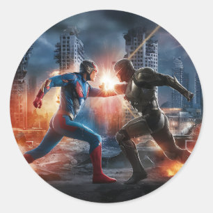 Adesivo Redondo Villain vs Hero Sticker