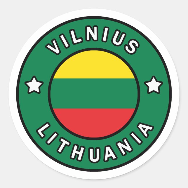 Adesivo Redondo Vilnius Lituânia (Frente)