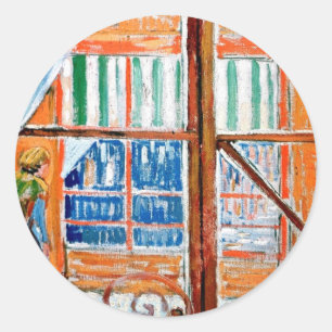 Adesivo Redondo Vincent Van Gogh - Açougue Visto de uma Janela