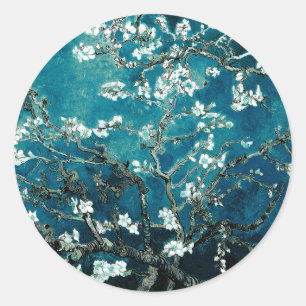 Adesivo Redondo Vincent Van Gogh Almond Blossoms Dark Teal