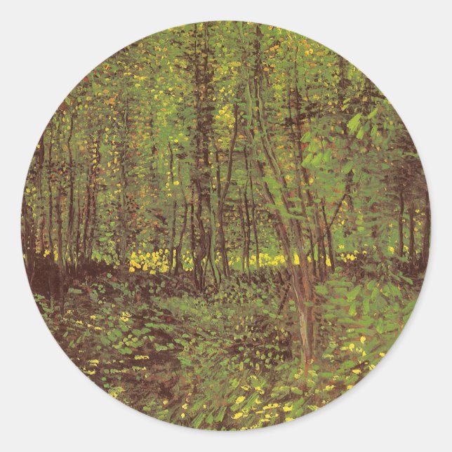 Adesivo Redondo Vincent van Gogh - Árvores e Sub-bosque (Frente)