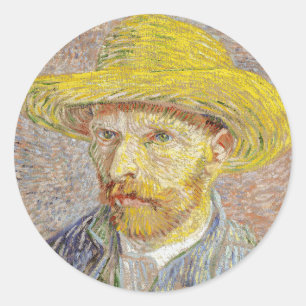 Adesivo Redondo Vincent van Gogh - Autorretrato com Chapéu de Pal