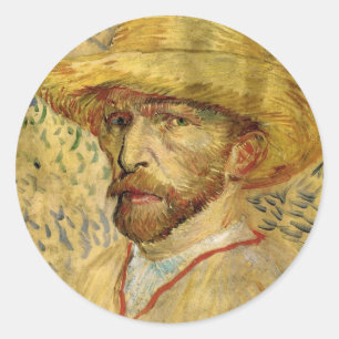 Adesivo Redondo Vincent van Gogh autorretrato com chapéu de palha
