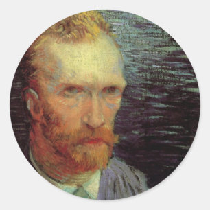 Adesivo Redondo Vincent van Gogh Autorretrato, Vintage Fine Art