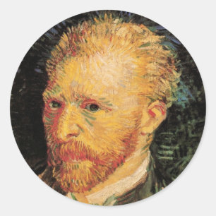 Adesivo Redondo Vincent van Gogh Autorretrato, Vintage Fine Art