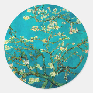 Adesivo Redondo Vincent Van Gogh Blossoming Almond Tree Arte Flora