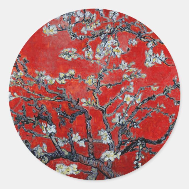 Adesivo Redondo Vincent van Gogh Branches com Almond Blossom (Frente)