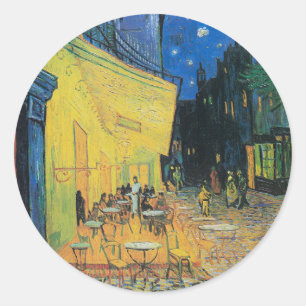 Adesivo Redondo Vincent van Gogh Café Terrace à Noite