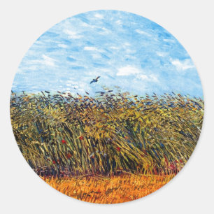 Adesivo Redondo Vincent Van Gogh - Campo De Trigo Com Laranja