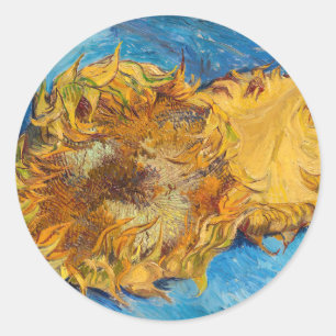 Adesivo Redondo Vincent van Gogh - Dois Girassóis Cortados