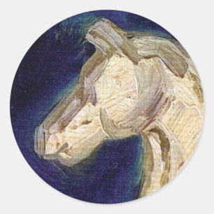 Adesivo Redondo Vincent Van Gogh - Estátua de Gesso de um Cavalo