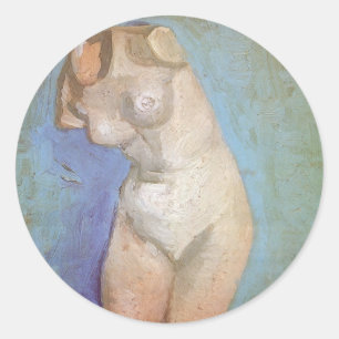 Adesivo Redondo Vincent van Gogh - Estátua de Gesso Torso Feminino