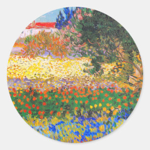 Adesivo Redondo Vincent Van Gogh Flor Garden