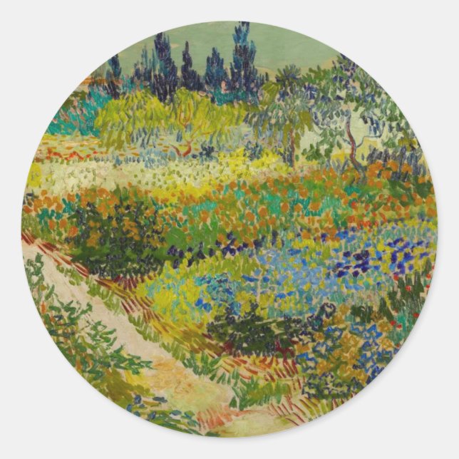 Adesivo Redondo Vincent Van Gogh Garden em Arles (Frente)