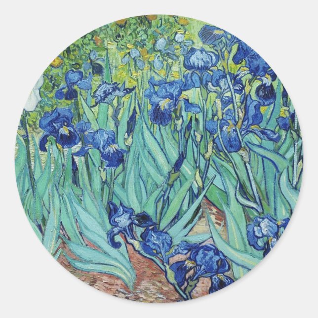 Adesivo Redondo Vincent van Gogh Irises (Frente)