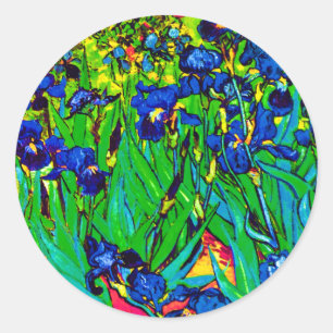 Adesivo Redondo Vincent Van Gogh - Irises - Pop de Arte de Flower 