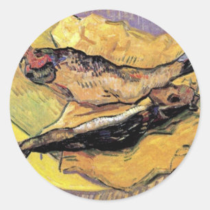 Adesivo Redondo Vincent Van Gogh - Natureza Morta Bloaters Arte Fi