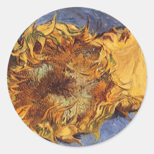 Adesivo Redondo Vincent van Gogh - Natureza Morta: Dois Girassóis