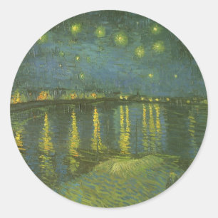 Adesivo Redondo Vincent van Gogh - Noite Estrelada sobre o Ródano