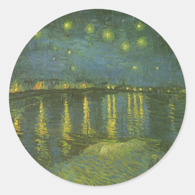 Adesivo Redondo Vincent van Gogh - Noite Estrelada sobre o Ródano (Frente)