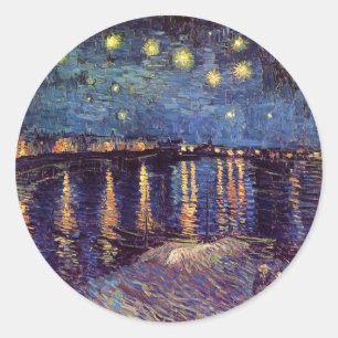 Adesivo Redondo Vincent van Gogh - noite estrelado em Rhone