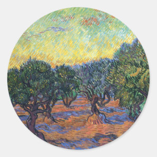 Adesivo Redondo Vincent Van Gogh Olive Grove Impressionismo Arte