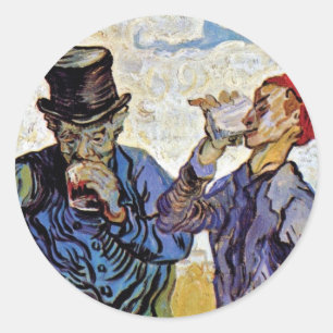 Adesivo Redondo Vincent Van Gogh - Os Bebedores - Arte Fina